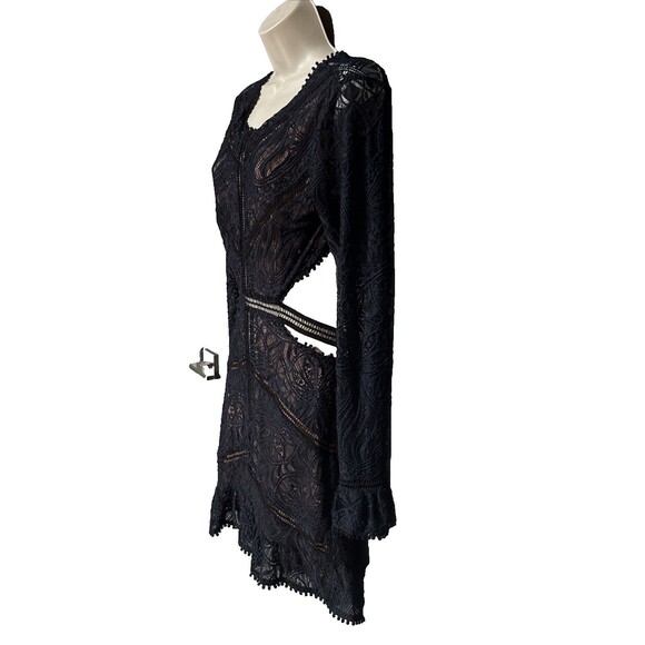 NWT For Love and Lemons Emerie Size M Black Lace Cut Out Mini Dress Open Back - Picture 15 of 16